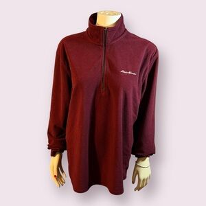 Eddie Bauer Burgundy Men's quarter zip Fleece SIze L